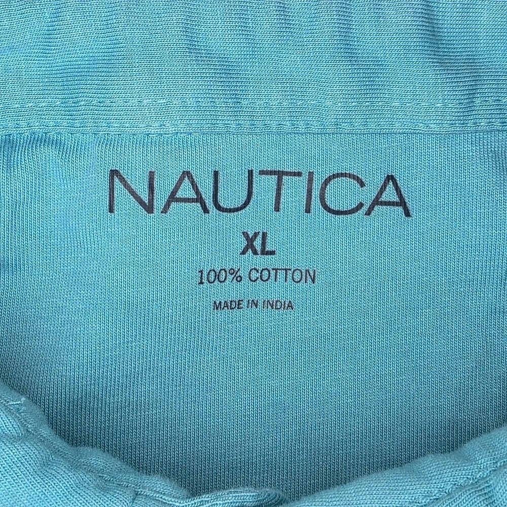 Nautica Polo Shirt Mens XL Teal Blue Short Sleeve Cotton Solid NALXSVIN13 122 - Picture 3 of 6